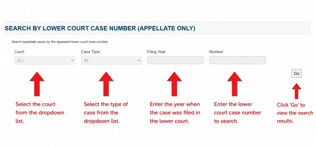 Search by Lower Court Case Number (Appellate Only)